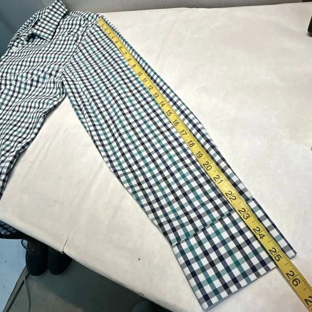 Bonobos Slim Fit Button Front Shirt Mens Sz Large Navy Blue Green White Plaid Lo - Picture 7 of 7